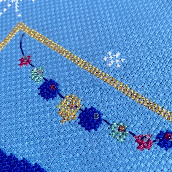 Finished Christmas Cross Stitch For Decor or Craft Project - Picture 4 of 8